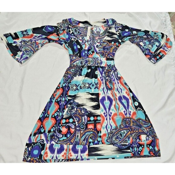 Cristina Love Women's Polyester V-Neck Knee Length Dress size small paisley - Picture 1 of 12